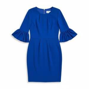 Joseph Ribkoff Royal Blue Ruffle Bell Sleeve Sheath Dress
